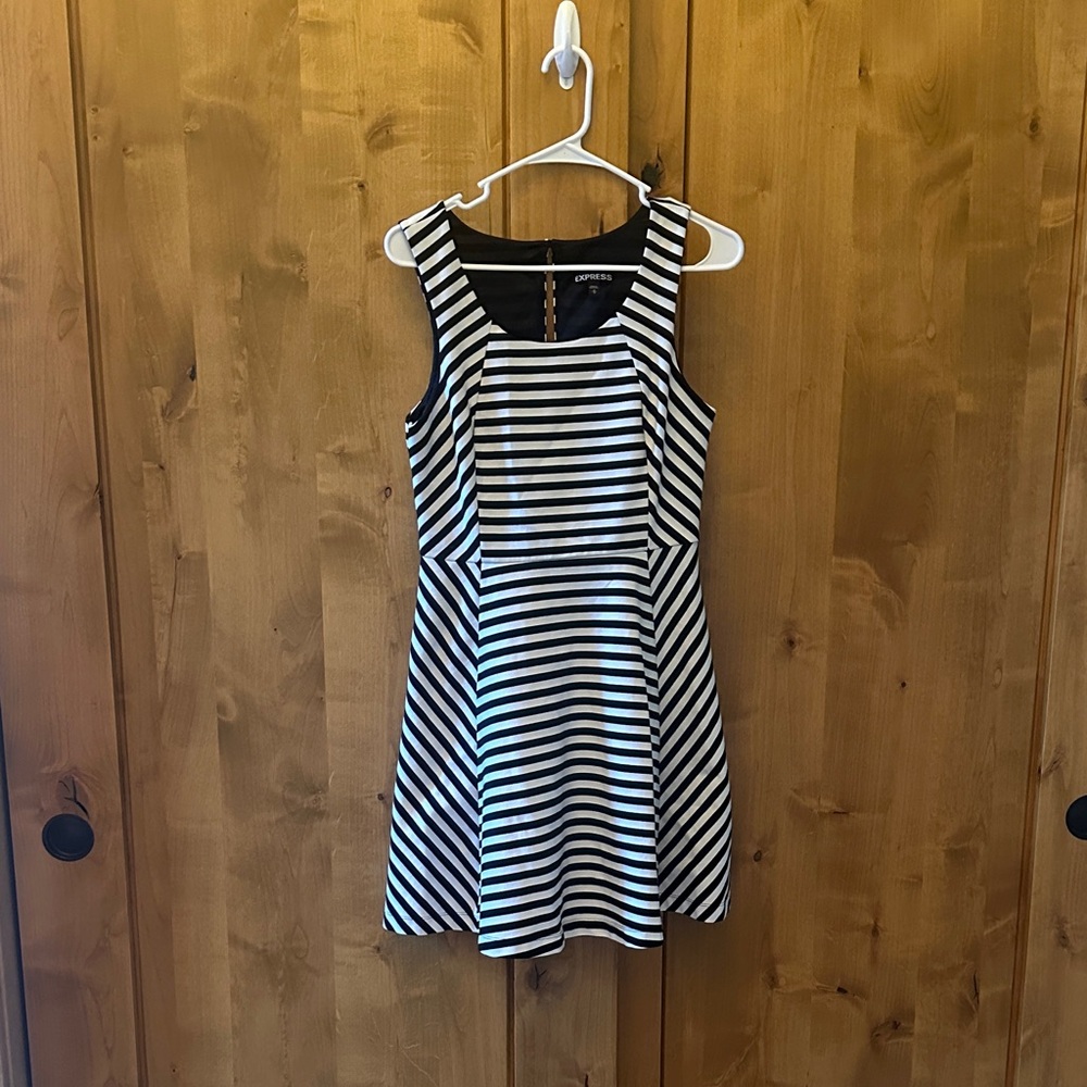 Express Black and White Striped Dress